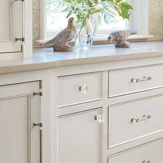 Amerock Glacio Gunmetal Cabinet Hardware in White Kitchen