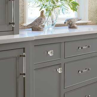 Amerock Glacio Oil Rubbed Bronze Cabinet Hardware in Dark Gray Kitchen