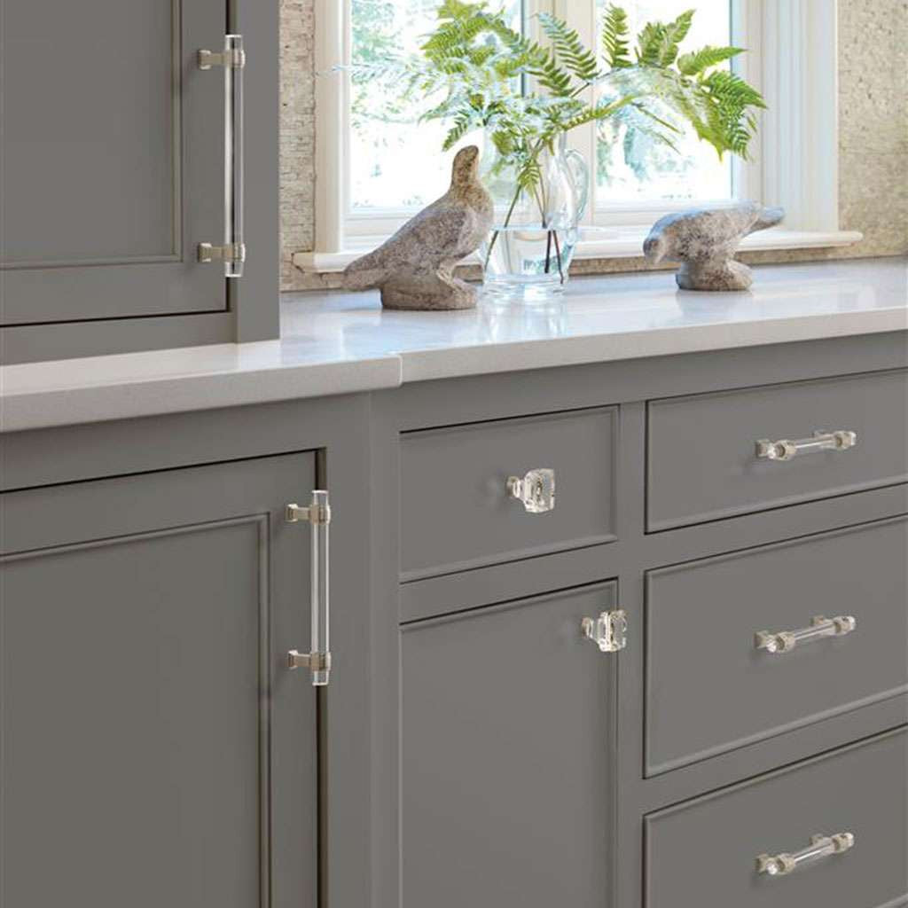 AMEROCK Glacio Satin Nickel in Gray Kitchen