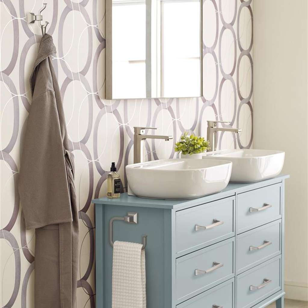 Amerock Mulholland in Satin Nickel in Bathroom