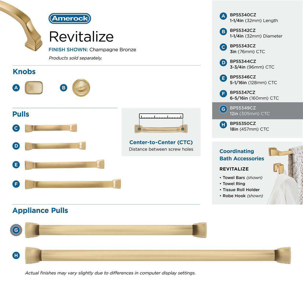 AMEROCK Revitalize Appliance Pulls in Champagne Bronze 12" BP55349CZ Set