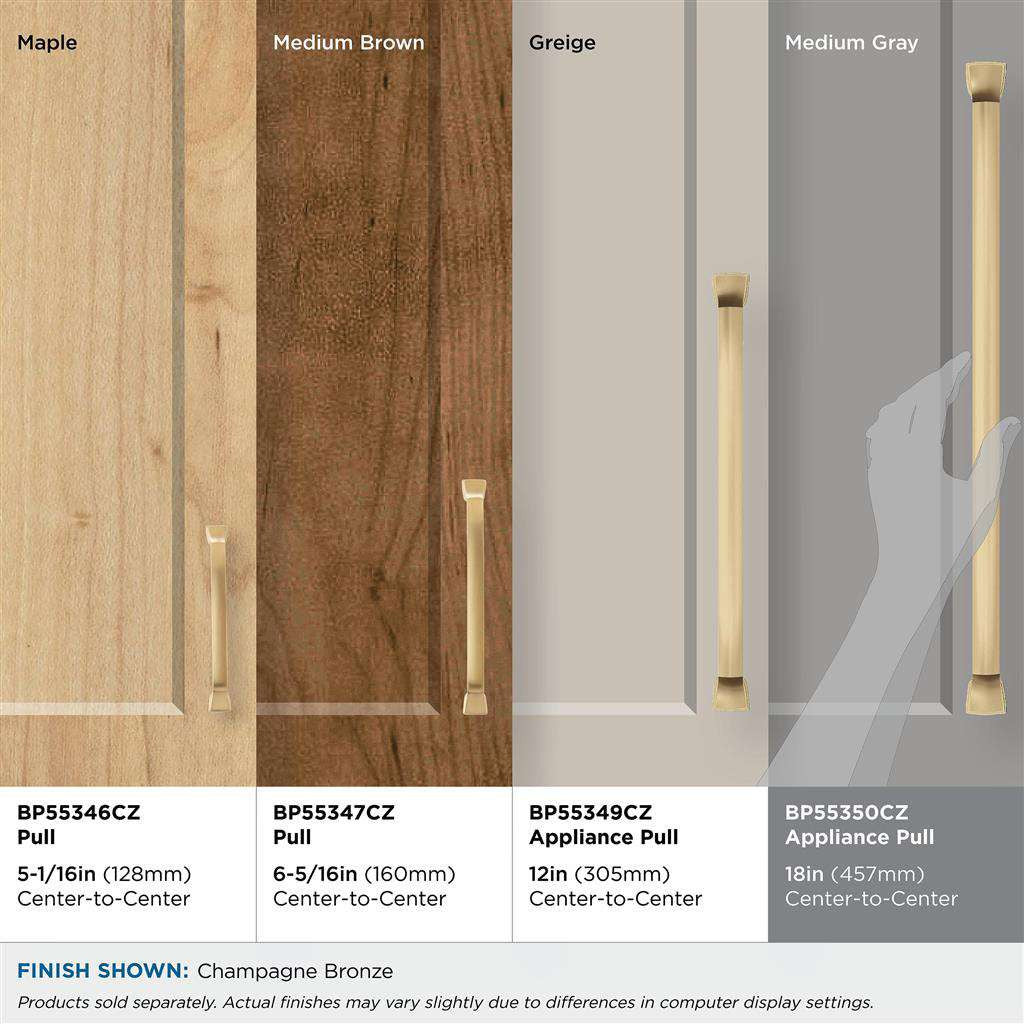 AMEROCK Revitalize Appliance Pulls in Champagne Bronze 18" BP55350CZ Size Comparison