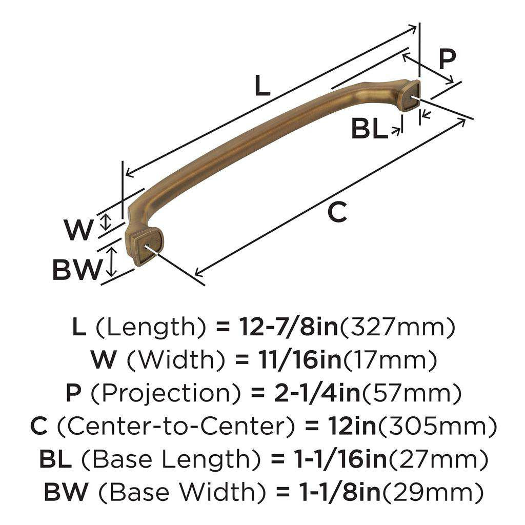 AMEROCK Revitalize Appliance Pulls in Gilded Bronze 12" BP55349GB Specs