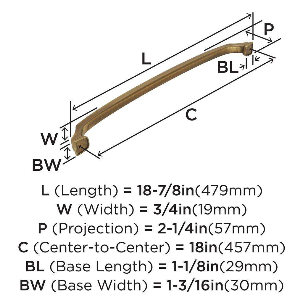 AMEROCK Revitalize Appliance Pulls in Gilded Bronze 18" BP55350GB Specs