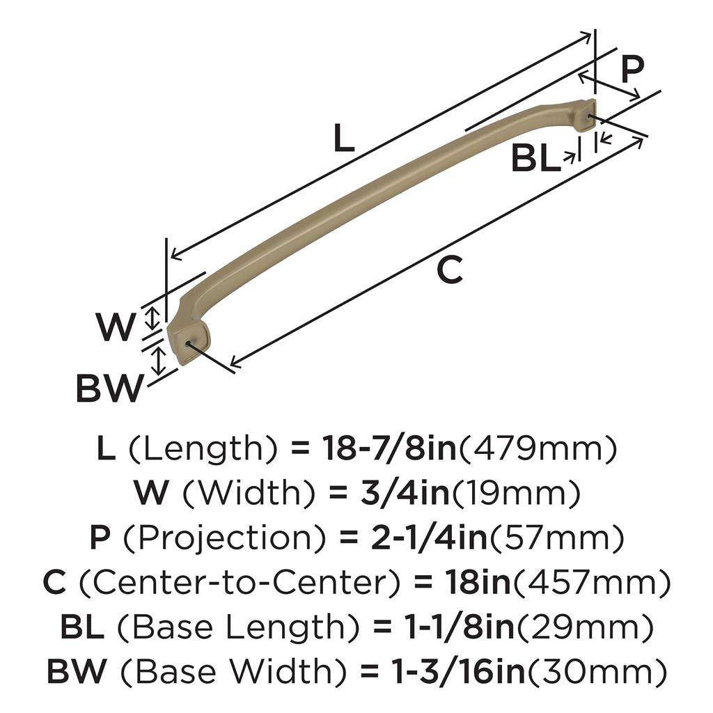 AMEROCK Revitalize Appliance Pulls in Golden Champagne 18" BP55350BBZ Specs