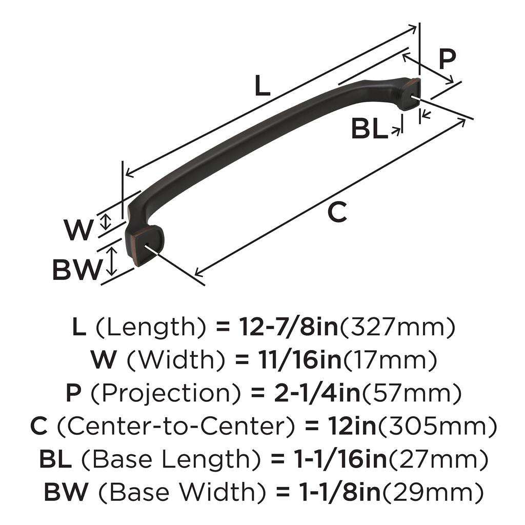 AMEROCK Revitalize Appliance Pulls in Oil Rubbed Bronze 12" BP55349ORB Specs