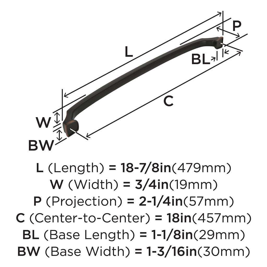 AMEROCK Revitalize Appliance Pulls in Oil Rubbed Bronze 18" BP55350ORB Specs