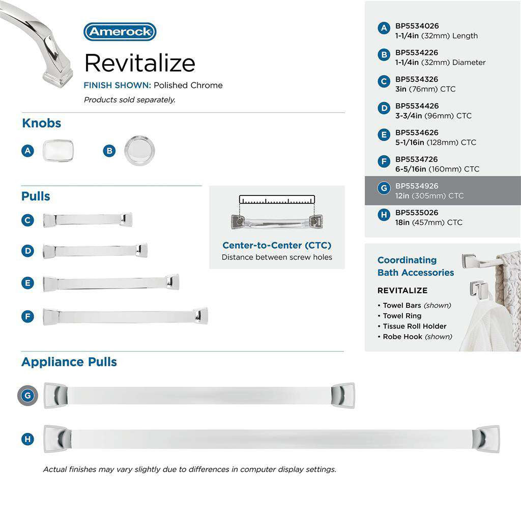 AMEROCK Revitalize Appliance Pulls in Polished Chrome 12" BP5534926 Set