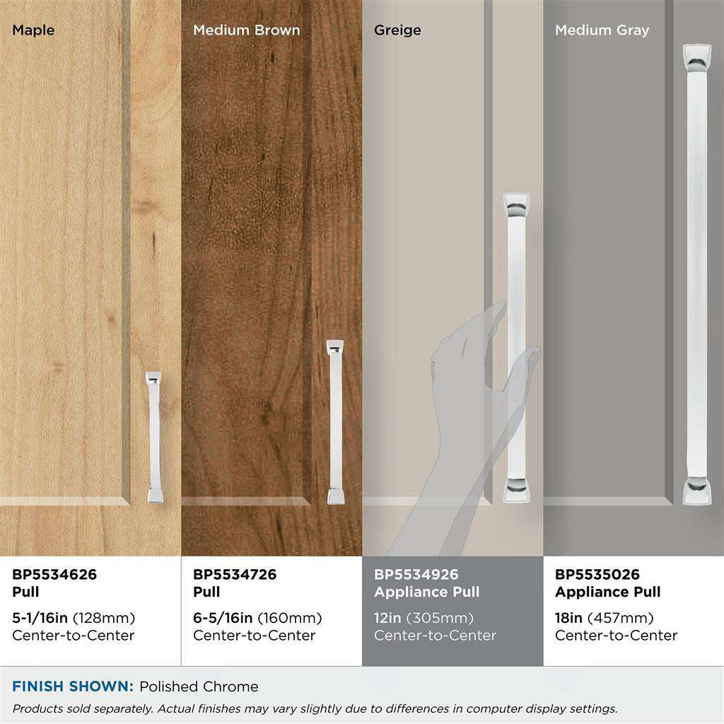 AMEROCK Revitalize Appliance Pulls in Polished Chrome 12" BP5534926 Size Comparison