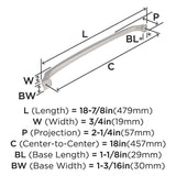 AMEROCK Revitalize Appliance Pulls in Polished Nickel 18" BP55350PN Specs