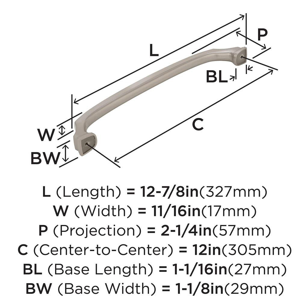 AMEROCK Revitalize Appliance Pulls in Satin Nickel 12in BP55349G10 Specs