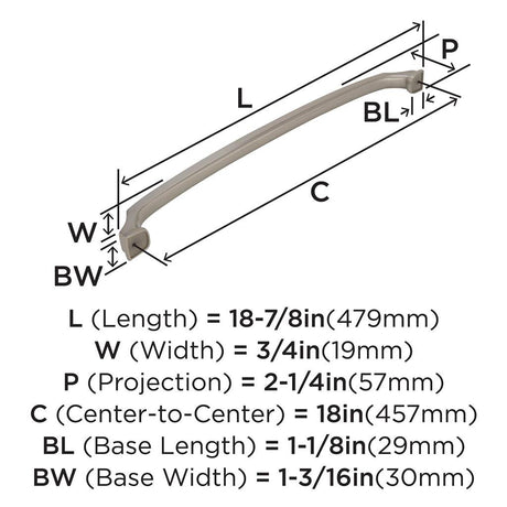 AMEROCK Revitalize Appliance Pulls in Satin Nickel 18in BP55350G10 Specs