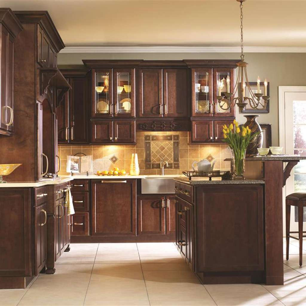 Amerock Revitalize in Gilded Bronze on Cherry Wood Kitchen