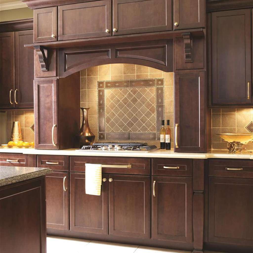 Amerock Revitalize in Gilded Bronze on Cherry Wood Kitchen