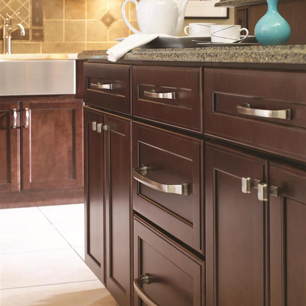 Amerock Revitalize in Satin Nickel Set on Cherry Wood