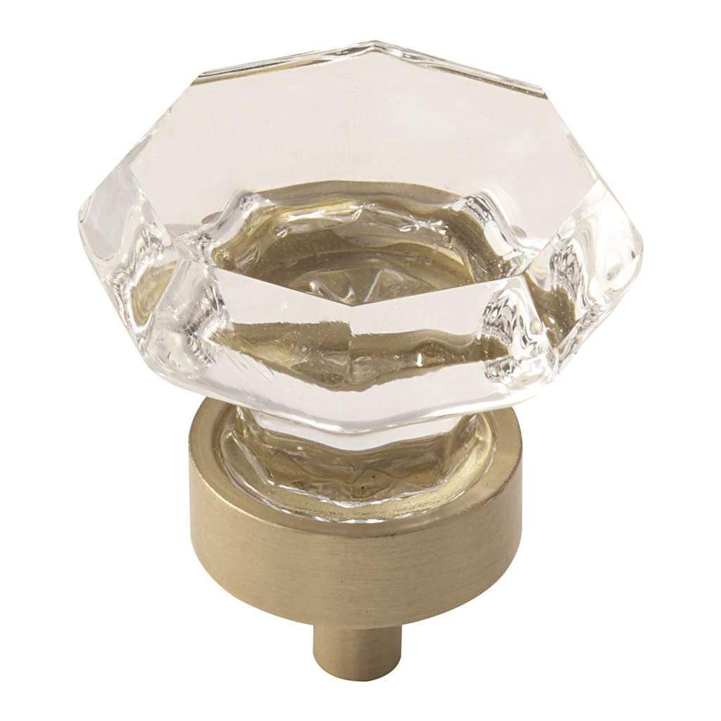 AMEROCK Traditional Classics 1-5/16" Octagon Cabinet Knob in Golden Champagne with Clear Glass BP55268CBBZ