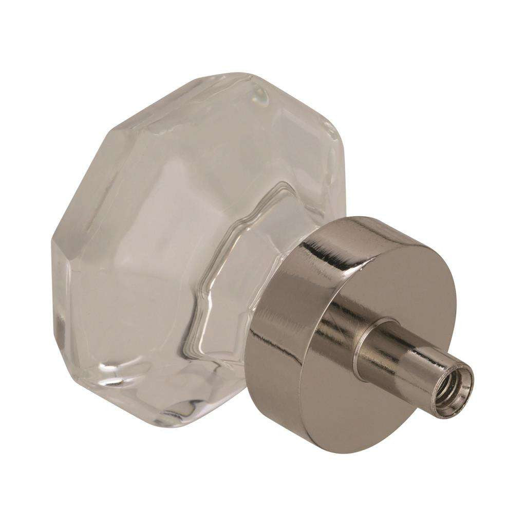 AMEROCK Traditional Classics 1-5/16" Octagon Cabinet Knob in Polished Nickel with Clear Glass BP55268CPN Back View