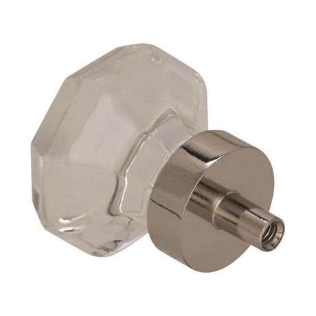 AMEROCK Traditional Classics 1-5/16" Octagon Cabinet Knob in Polished Nickel with Clear Glass BP55268CPN Back View