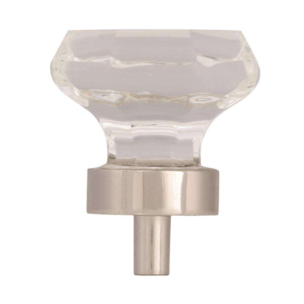 AMEROCK Traditional Classics 1-5/16" Octagon Cabinet Knob in Polished Nickel with Clear Glass BP55268CPN Side View