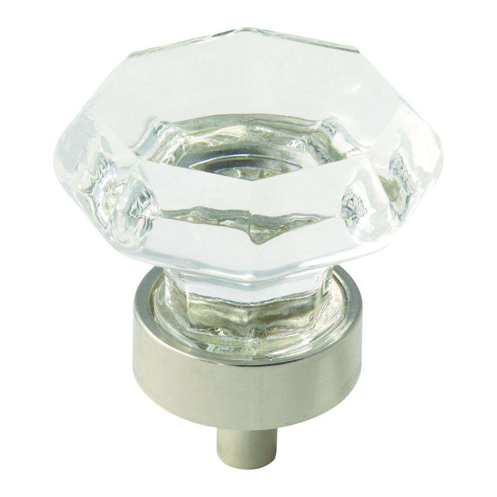 AMEROCK Traditional Classics 1-5/16" Octagon Cabinet Knob in Polished Nickel with Clear Glass BP55268CPN