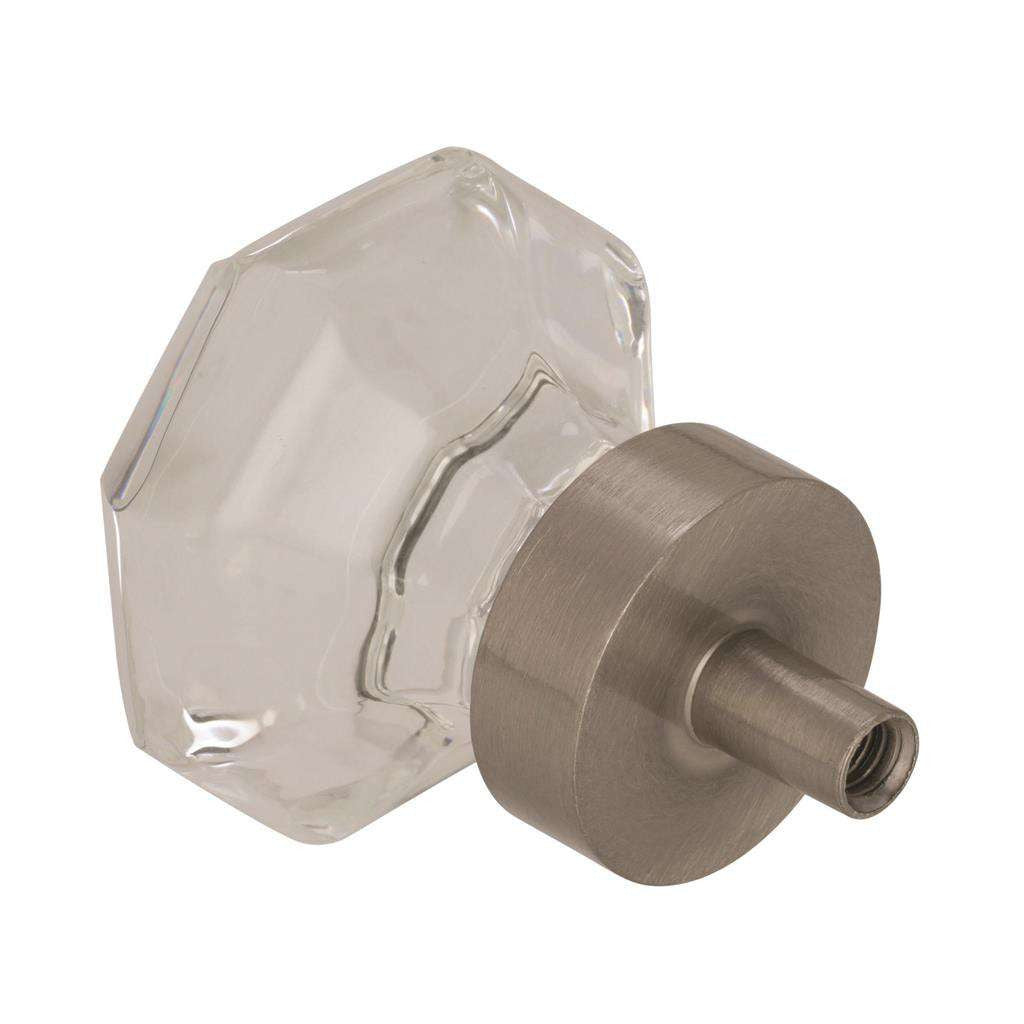 AMEROCK Traditional Classics 1-5/16" Octagon Cabinet Knob in Satin Nickel with Clear Glass BP55268CG10 Back View