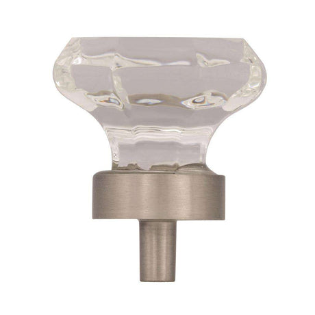 AMEROCK Traditional Classics 1-5/16" Octagon Cabinet Knob in Satin Nickel with Clear Glass BP55268CG10 Side View