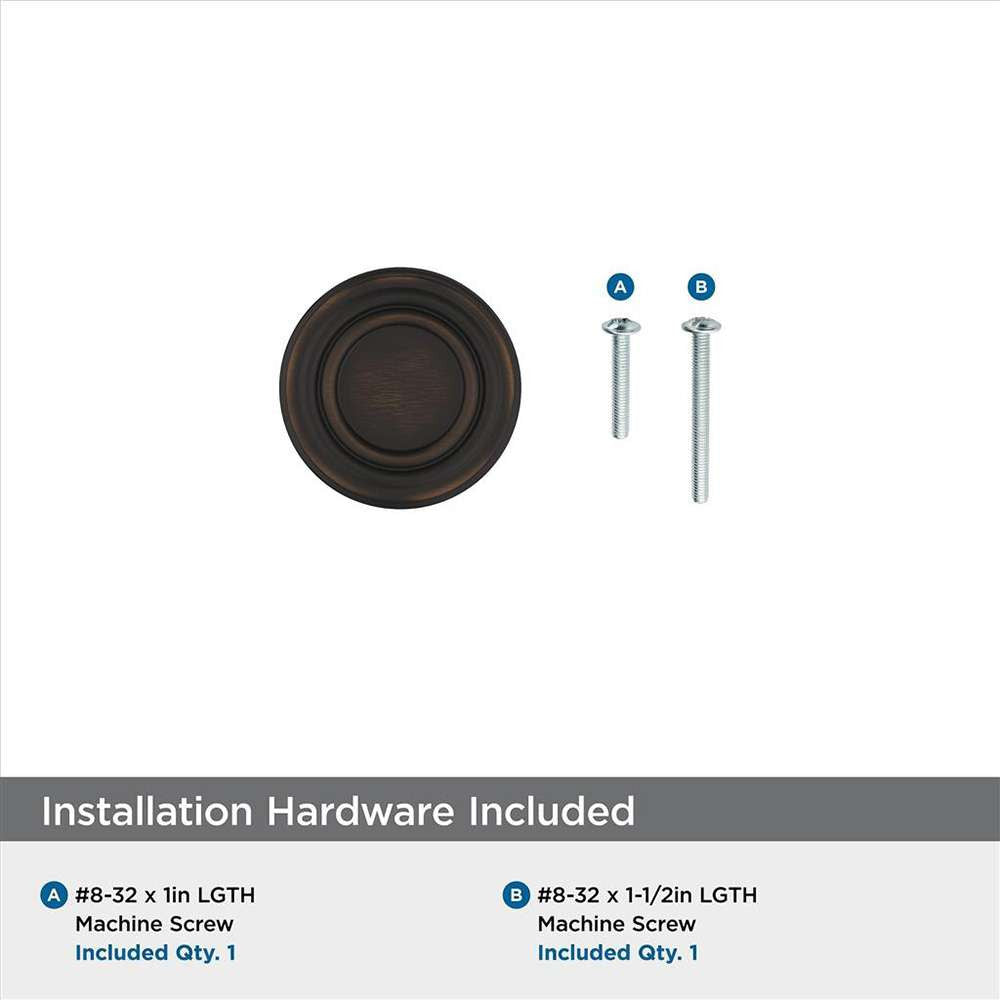 Amerock Ville 1-1/8" Diameter Cabinet Knob in Oil Rubbed Bronze BP36774ORB Hardware Included