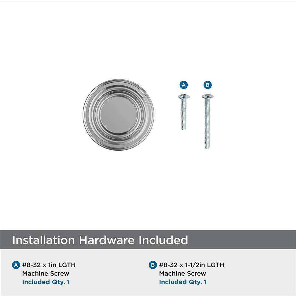 Amerock Ville 1-1/8" Diameter Cabinet Knob in Polished Chrome BP3677426 Hardware Included