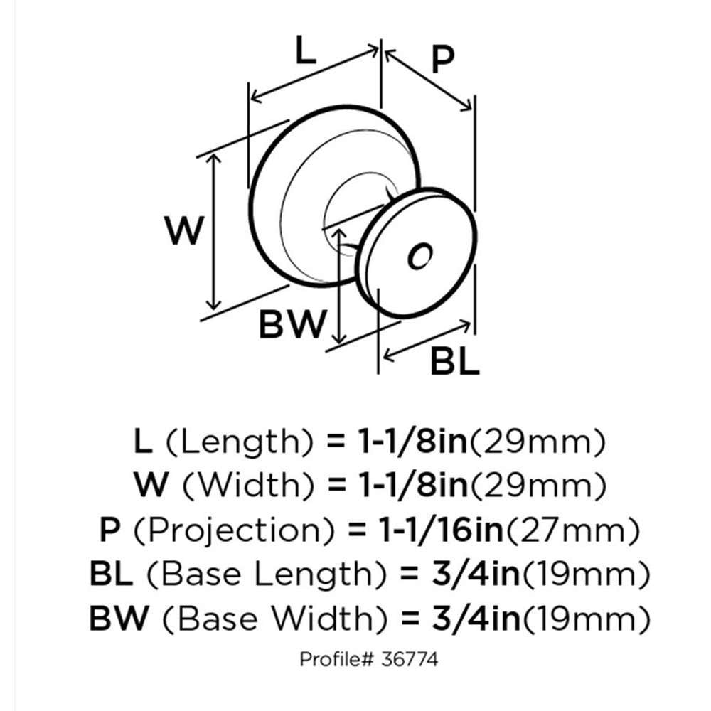 Amerock Ville 1-1/8" Diameter Cabinet Knob in Polished Chrome BP3677426 Specs