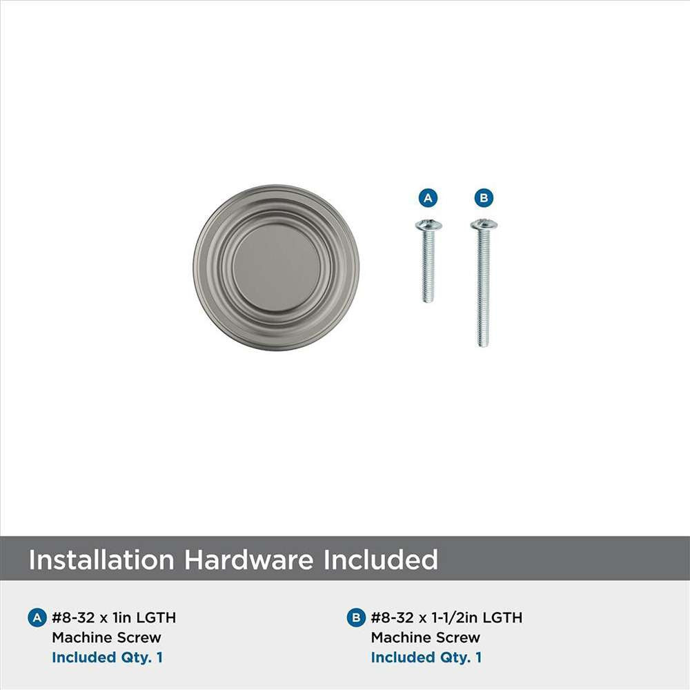 Amerock Ville 1-1/8" Diameter Cabinet Knob in Satin Nickel BP36774G10 Hardware Included