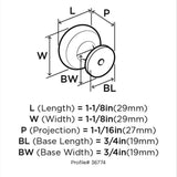 Amerock Ville 1-1/8" Diameter Cabinet Knob in Satin Nickel BP36774G10 Specs