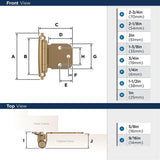 AMEROCK Extended Tab Self Closing Face Mount Variable Overlay Cabinet Hinge (pair) in Champagne Bronze BPR7629CZ Specs