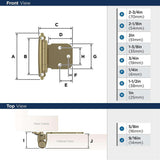 AMEROCK Extended Tab Self Closing Face Mount Variable Overlay Cabinet Hinge (pair) in Golden Champagne BPR7629BBZ Specs