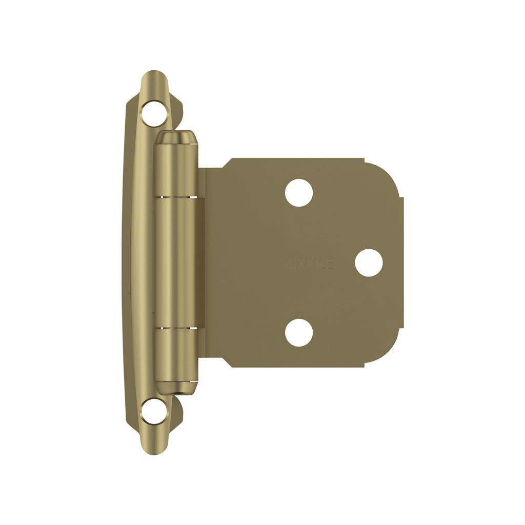 AMEROCK Extended Tab Self Closing Face Mount Variable Overlay Cabinet Hinge (pair) in Golden Champagne BPR7629BBZ