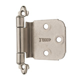AMEROCK Extended Tab Self Closing Face Mount Variable Overlay Cabinet Hinge (pair) in Satin Nickel BPR7629G10 Angle