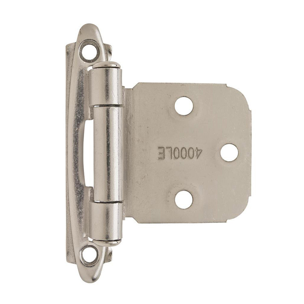 AMEROCK Extended Tab Self Closing Face Mount Variable Overlay Cabinet Hinge (pair) in Satin Nickel BPR7629G10