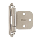 AMEROCK Extended Tab Self Closing Face Mount Variable Overlay Cabinet Hinge (pair) in Satin Nickel BPR7629G10