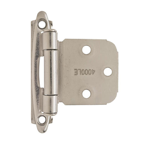 AMEROCK Extended Tab Self Closing Face Mount Variable Overlay Cabinet Hinge (pair) in Satin Nickel BPR7629G10