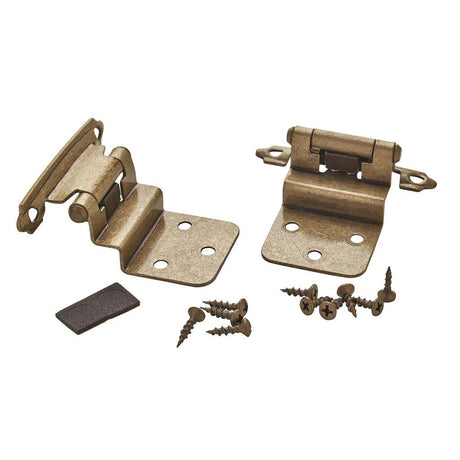 AMEROCK Face Mount Self Closing 3/8" Inset Cabinet Hinge (pair) in Burnished Brass BPR3428BB Pair