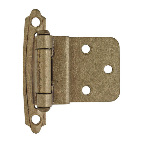 AMEROCK Face Mount Self Closing 3/8" Inset Cabinet Hinge (pair) in Burnished Brass BPR3428BB