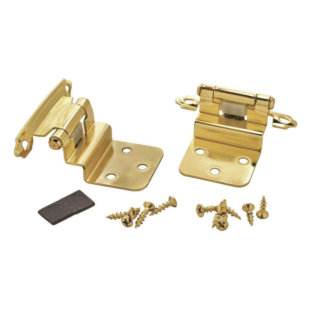 Amerock Face Mount Self Closing 3/8" Inset Cabinet Hinge (pair) in Polished Brass BPR34283 Pair