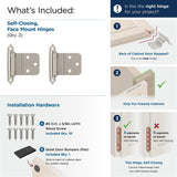 AMEROCK Face Mount Self Closing 3/8" Inset Cabinet Hinge (pair) in Satin Nickel BPR3428G10 What's Included