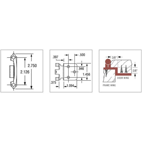 AMEROCK Face Mount Self Closing 3/8" Inset Cabinet Hinge CM7128 Specs