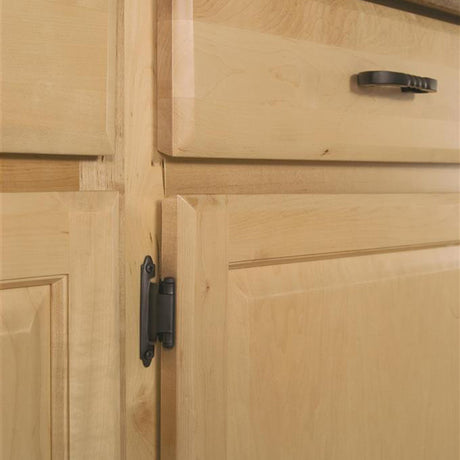 Amerock Self Closing Face Mount 3/8" Inset Cabinet Hinge (pair) in Flat Black BPR3428FB Mounted