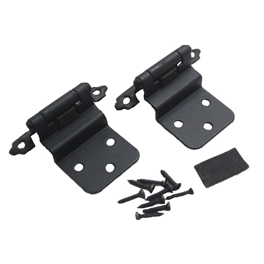 Amerock Self Closing Face Mount 3/8" Inset Cabinet Hinge (pair) in Flat Black BPR3428FB Pair