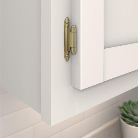 AMEROCK Self Closing Face Mount 3/8" Inset Cabinet Hinge (pair) in Golden Champagne BPR3428BBZ Mounted