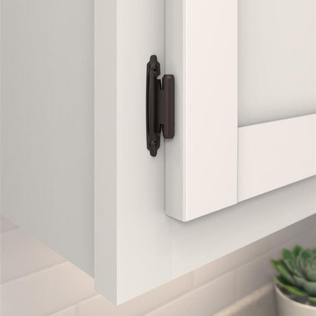 AMEROCK Self Closing Face Mount 3/8" Inset Cabinet Hinge (pair) in Oil Rubbed Bronze BPR3428ORB Mounted View