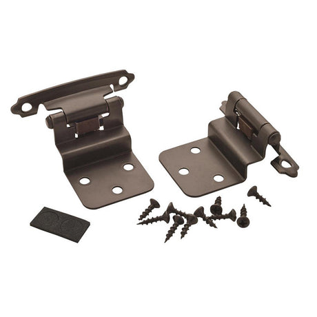 AMEROCK Self Closing Face Mount 3/8" Inset Cabinet Hinge (pair) in Oil Rubbed Bronze BPR3428ORB Pair