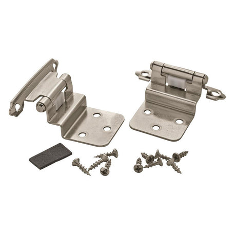 AMEROCK Self Closing Face Mount 3/8" Inset Cabinet Hinge (pair) in Sterling Nickel BPR3428G9 Pair