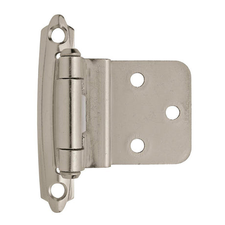 AMEROCK Self Closing Face Mount 3/8" Inset Cabinet Hinge (pair) in Sterling Nickel BPR3428G9